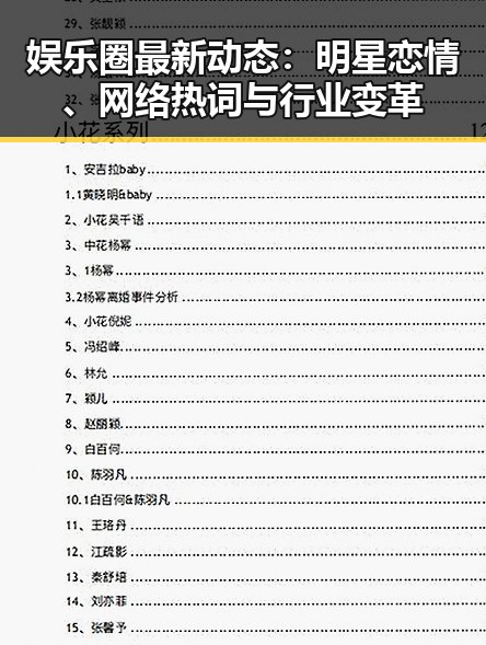 娱乐圈最新动态：明星恋情、网络热词与行业变革
